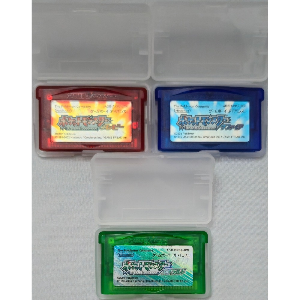 Pokemon Emerald Sapphire Ruby (GBA) - JPN Import Bundle - All Save - US Shipper